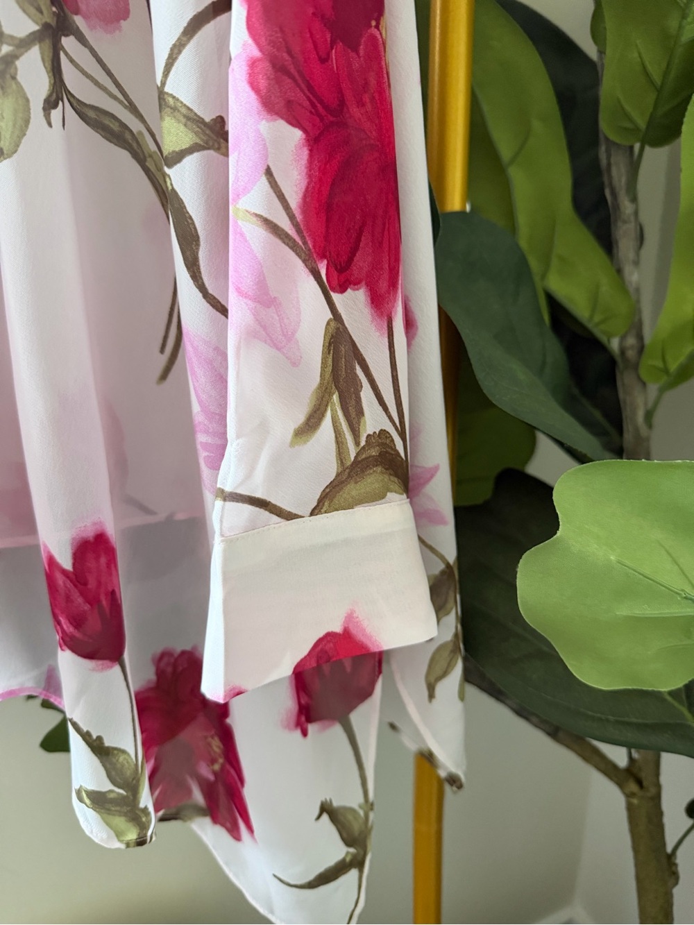 Joie Floral Pink and Fuchsia High-Neck Blouse - Picture 5 of 5